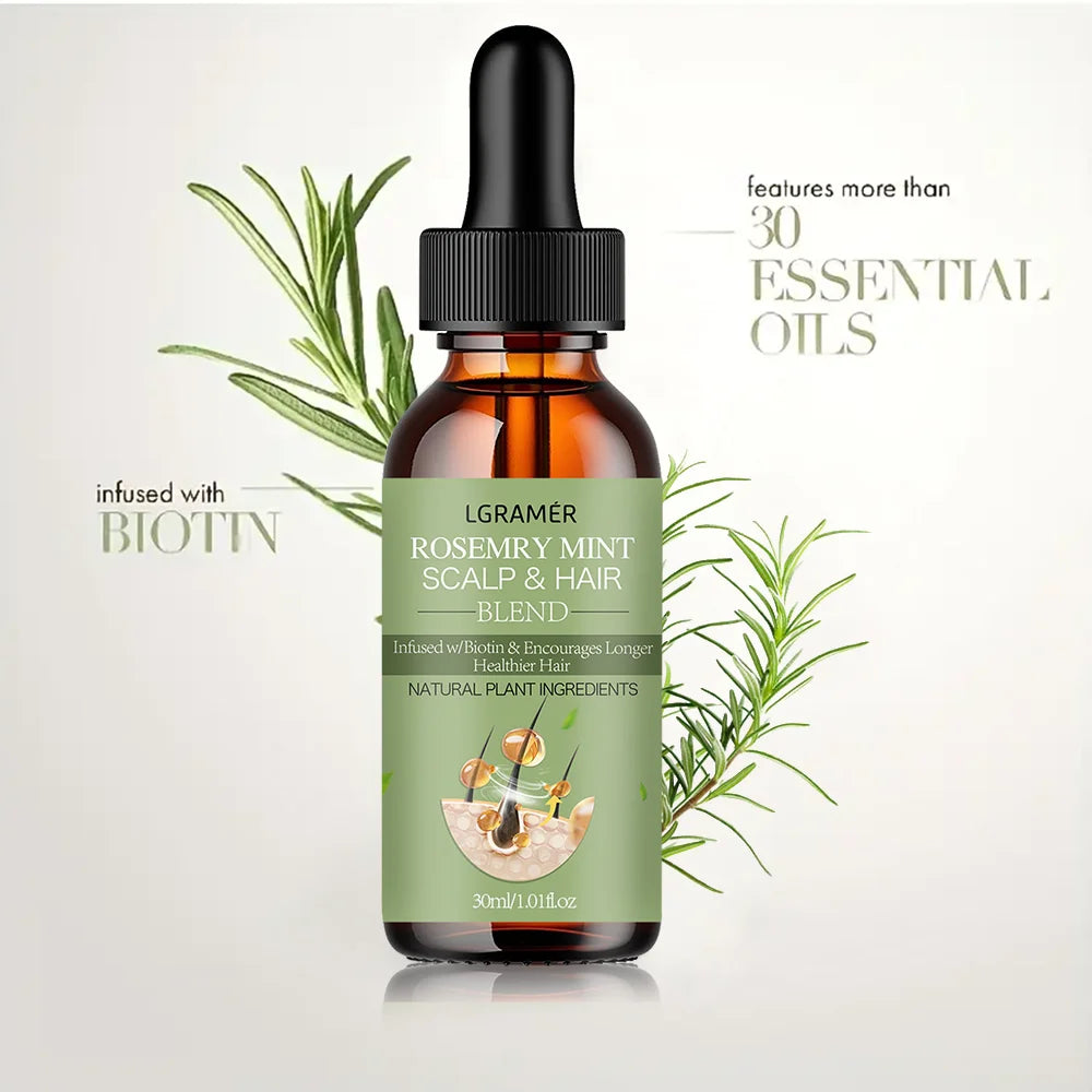 Hair Growth Essential Oil Rosemary Mint Hair Strengthening Oil Nourishing Treatment For Split Ends Dry Organics Hair Care Oil - Kimlud