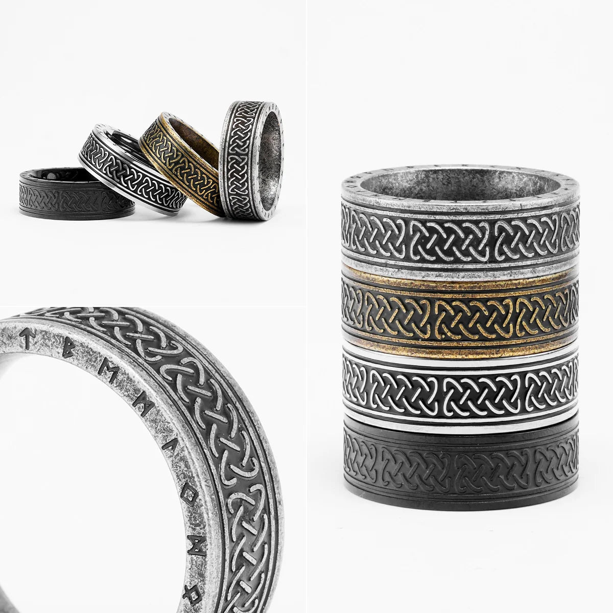 Retro Viking Celtic Knot Runes Stainless Steel Men Rings Punk New In For Male Women Fashion Jewelry Creativity Gift Wholesale