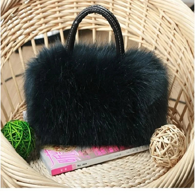 Plush Faux Fur Women's Small Handbags Ladies Mini Shoulder Crossbody Bags Brands 2024 Female Phone Pouches Money Bag for Girls
