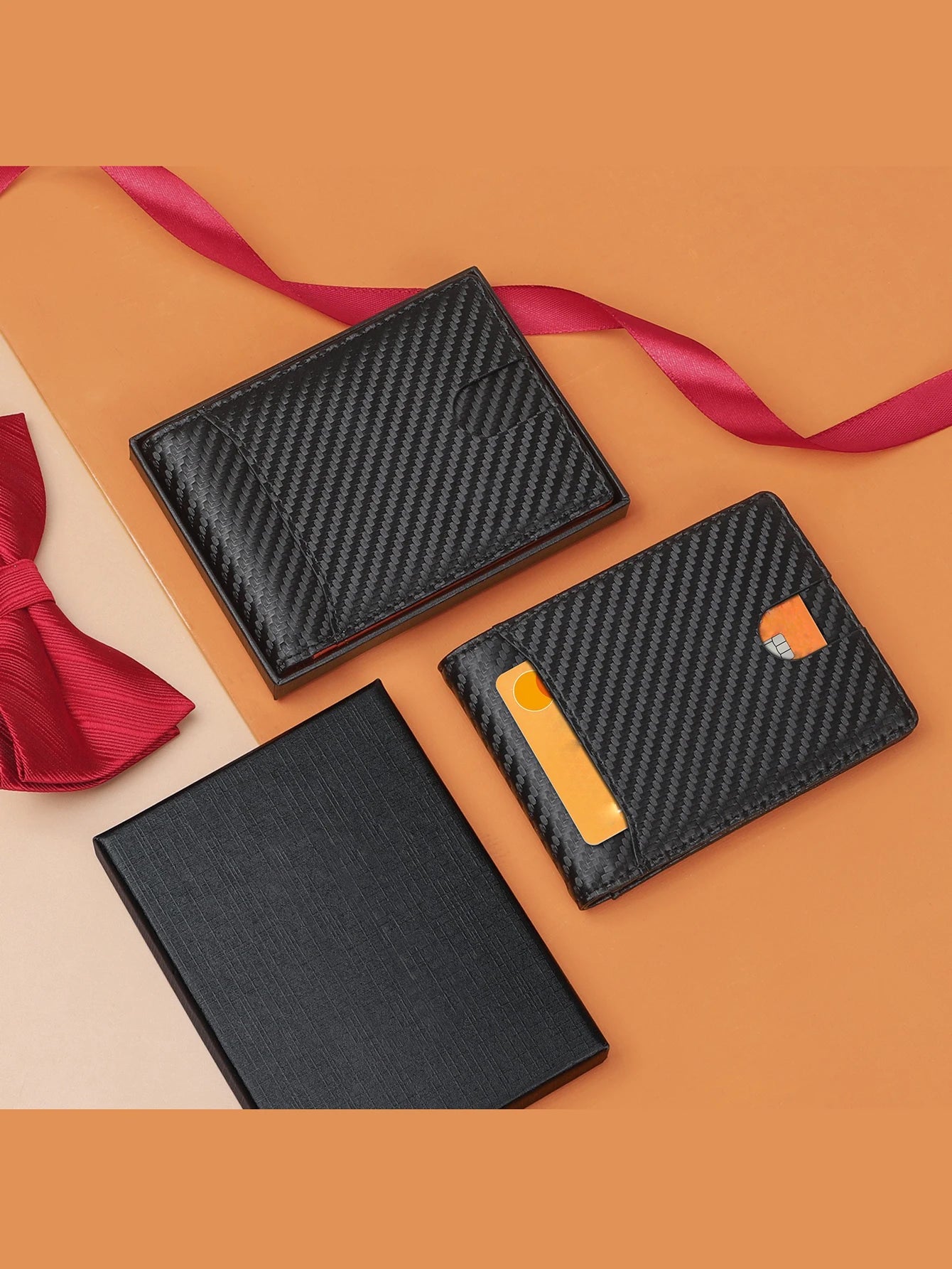 New Microfiber Simple Carbon Fiber Wallet Men's Credit Card Holder Wallet