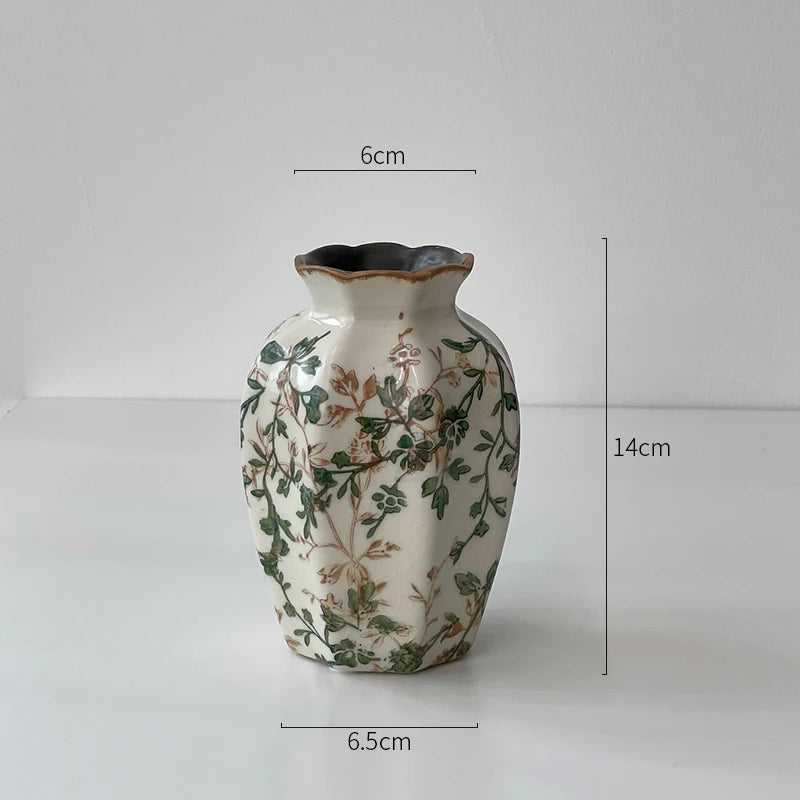 New Chinese ceramic vase dried flower water flower arrangement retro living room entrance decoration ornament small and fresh