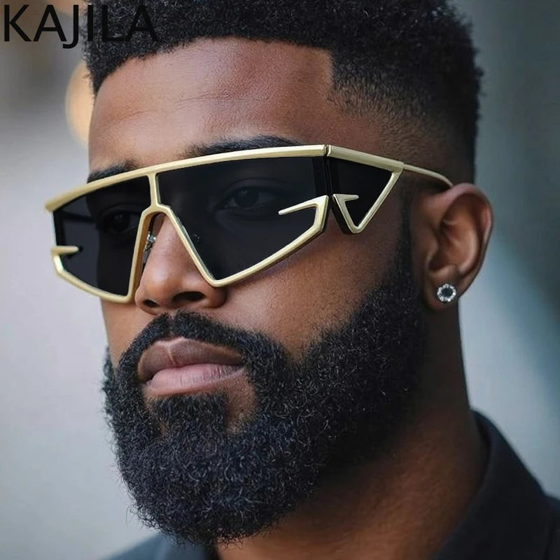 Y2K Punk Square Shield Sunglasses Men 2025 Luxury Brand Vintage Irregular Steampunk Windproof Sun Glasses for Women Shades UV400