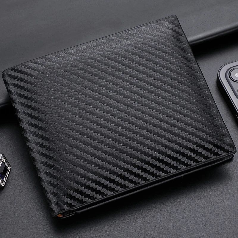 Men's wallet new carbon fiber multi slot zipper change bag card bag wallet men's short version