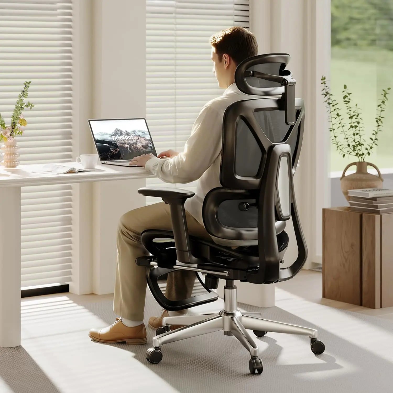 Premium Ergonomic Office Chair With Footrest- Adjustable 3D Armrests, Dynamic Lumbar Support, Recline & Tilt, Customized...