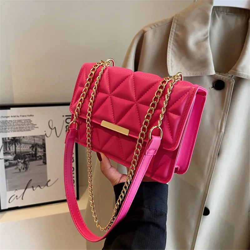 Fashion Chain Women'S Shoulder Bag, Chic Small Square Bag for Women, Luxury Quilted Handbag for Daily Travel, Shopping, Parties. - Kimlud