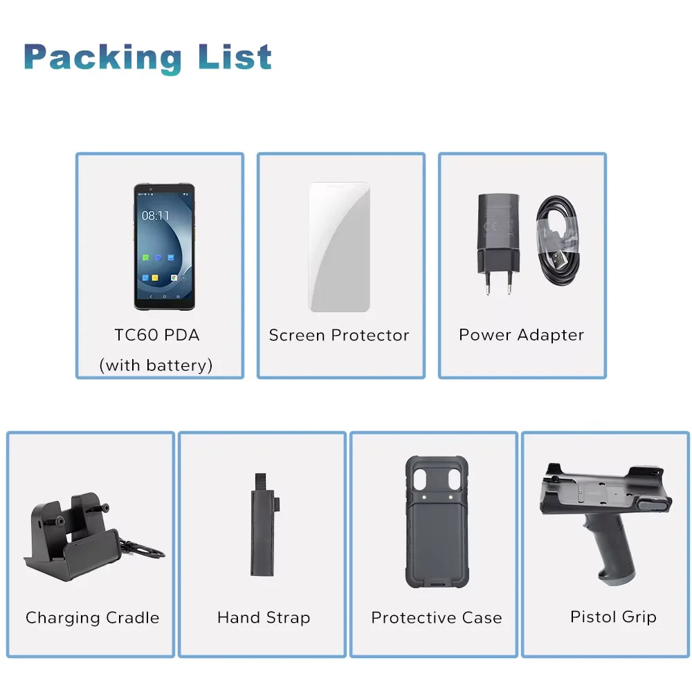 TC60 6.0-inch PDA Rugged Android Smart Terminal 2DBarcode Scanner with WIFI Bluetooth High Quality Mobile Industrial RFID - Kimlud