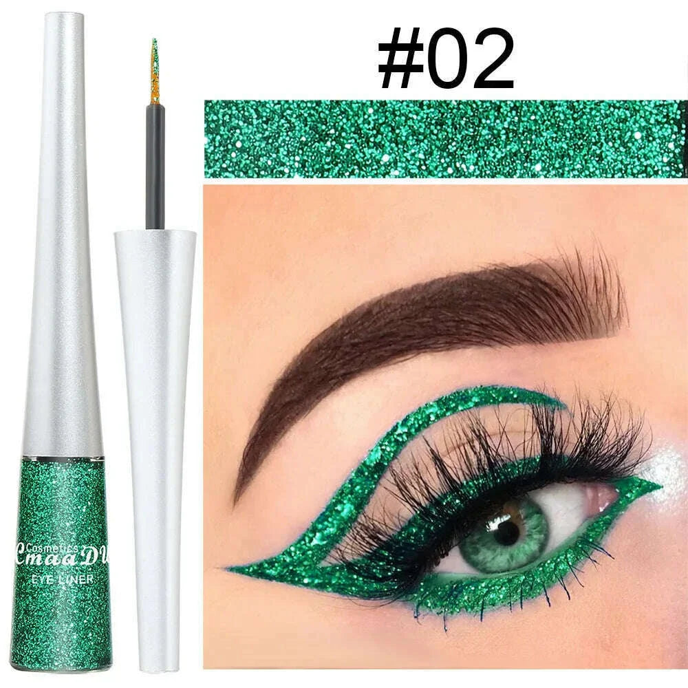 Glitter Liquid Eyeliner Pearlescent Diamond Eyeshadow 16 Color Sequins Blue Silver Pink Rose Gold Mini Fine Brush Eyeline Makeup