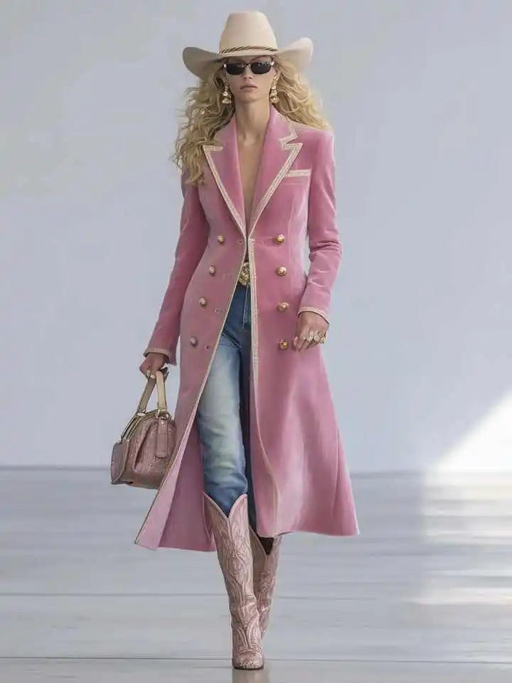 Temperament Women Long Jacket Double Breasted Notch Collar Ladies Prom Evening Formal Occasions Wear Custom Made