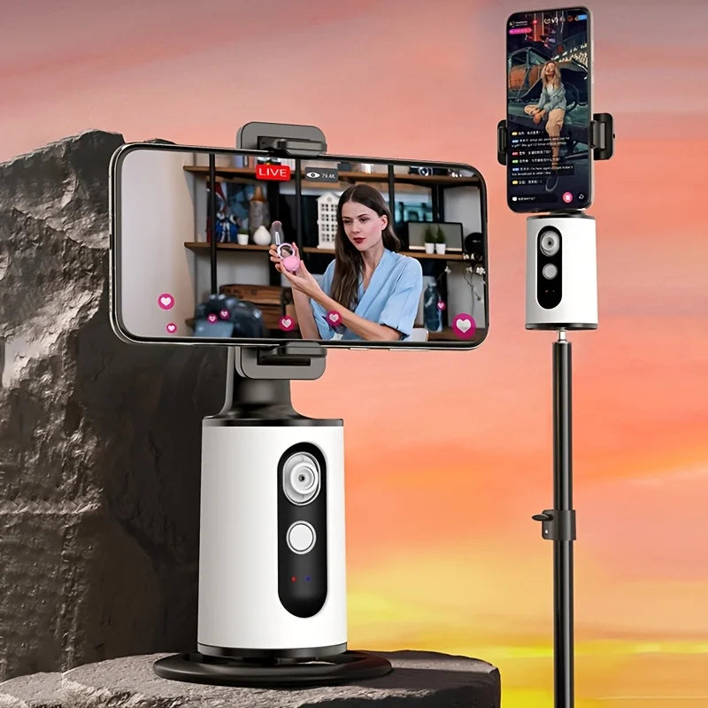 360 Rotation Auto Face Tracking Phone Holder Tripod Stand Smart Selfie Stick Fast Face & Object Tracking Cameraman Robot Mount