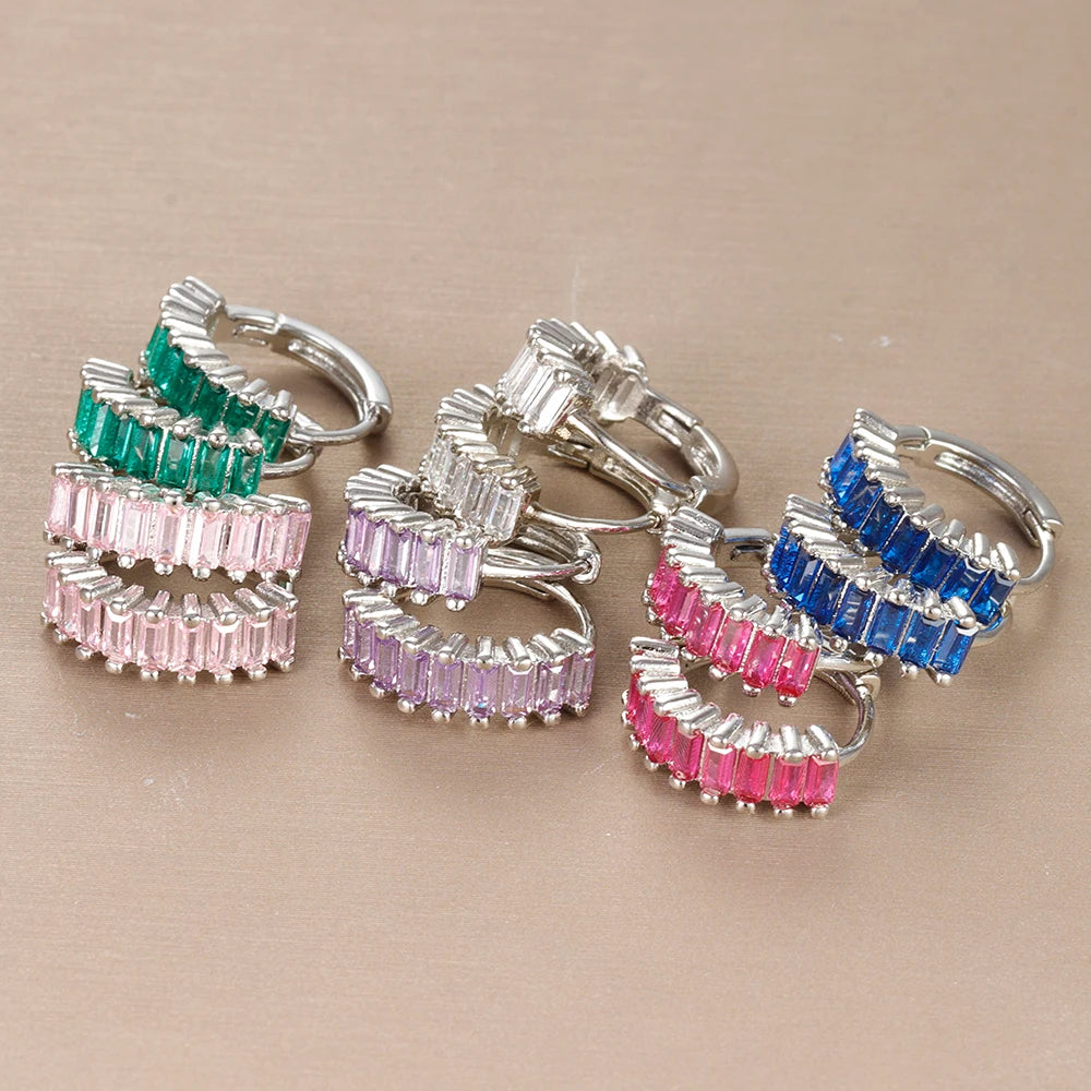 Vintage Stainless Steel Circle Hoop Earrings For Women Colorful Cz Crystal Huggie Ear Buckle Wedding Jewelry Gift aretes...