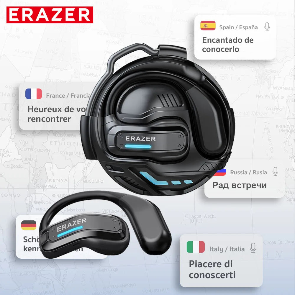 ERAZER X8 AI Translator Earbuds Gaming Bluetooth 5.4 Wireless Headphones Low latency HD Call Earphones with Mic Waterproof - Kimlud