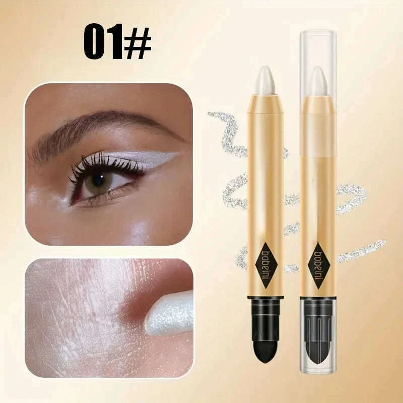2 in 1 Pearly Eyeshadow Lipstick Stick Pencil Waterproof Glitter Matte Eyeshadow Makeup High Pigmented Eyeshadow Pen