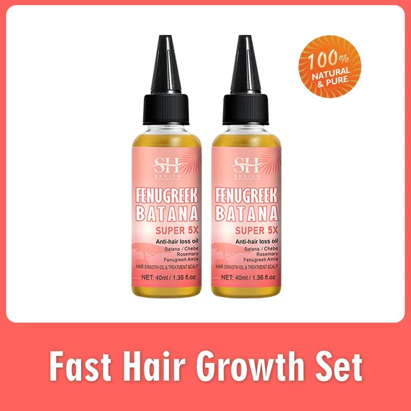 Naturals Anti-Hair Loss Oil Super 5x set African fast hair growth Chebe Batana oil butter Fenugreek hair regrowth treatment