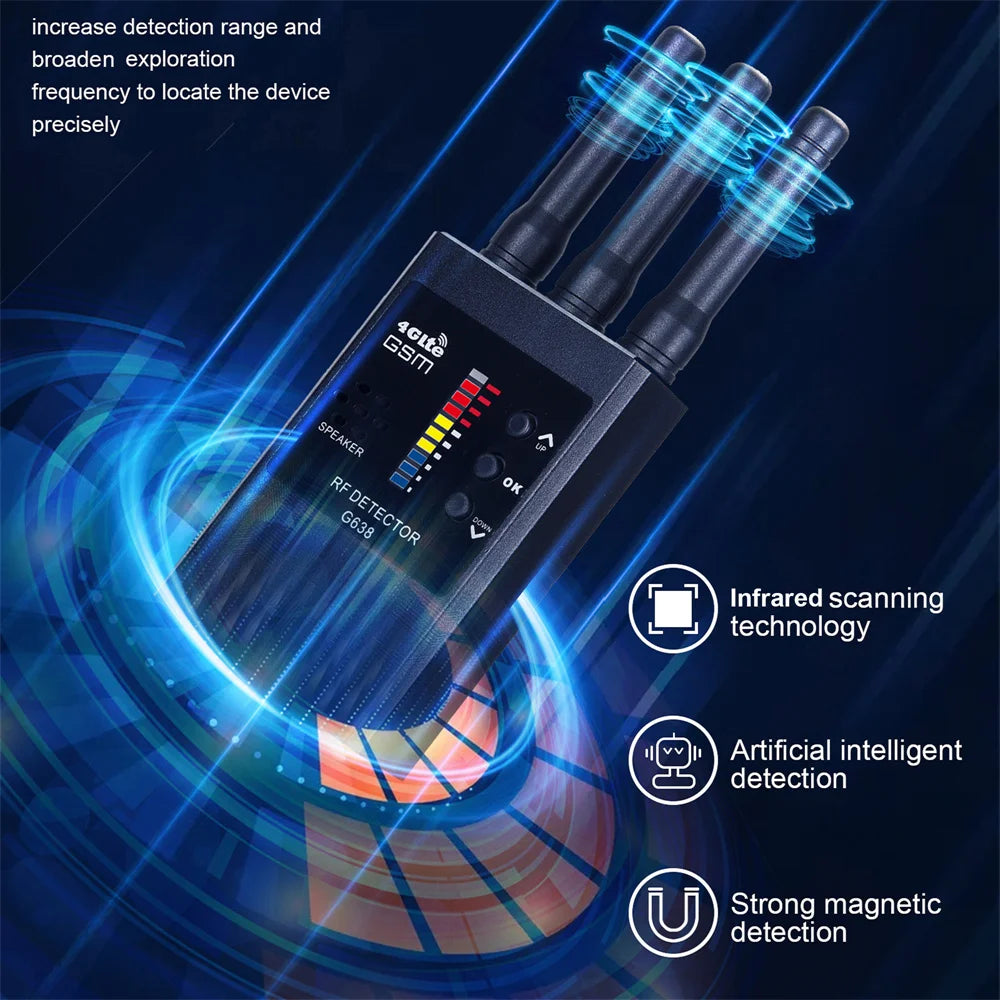 G638 Anti Spy Wireless RF Signal Detector Bug GSM GPS Tracker Hidden Camera Eavesdropping Device Military Professional...