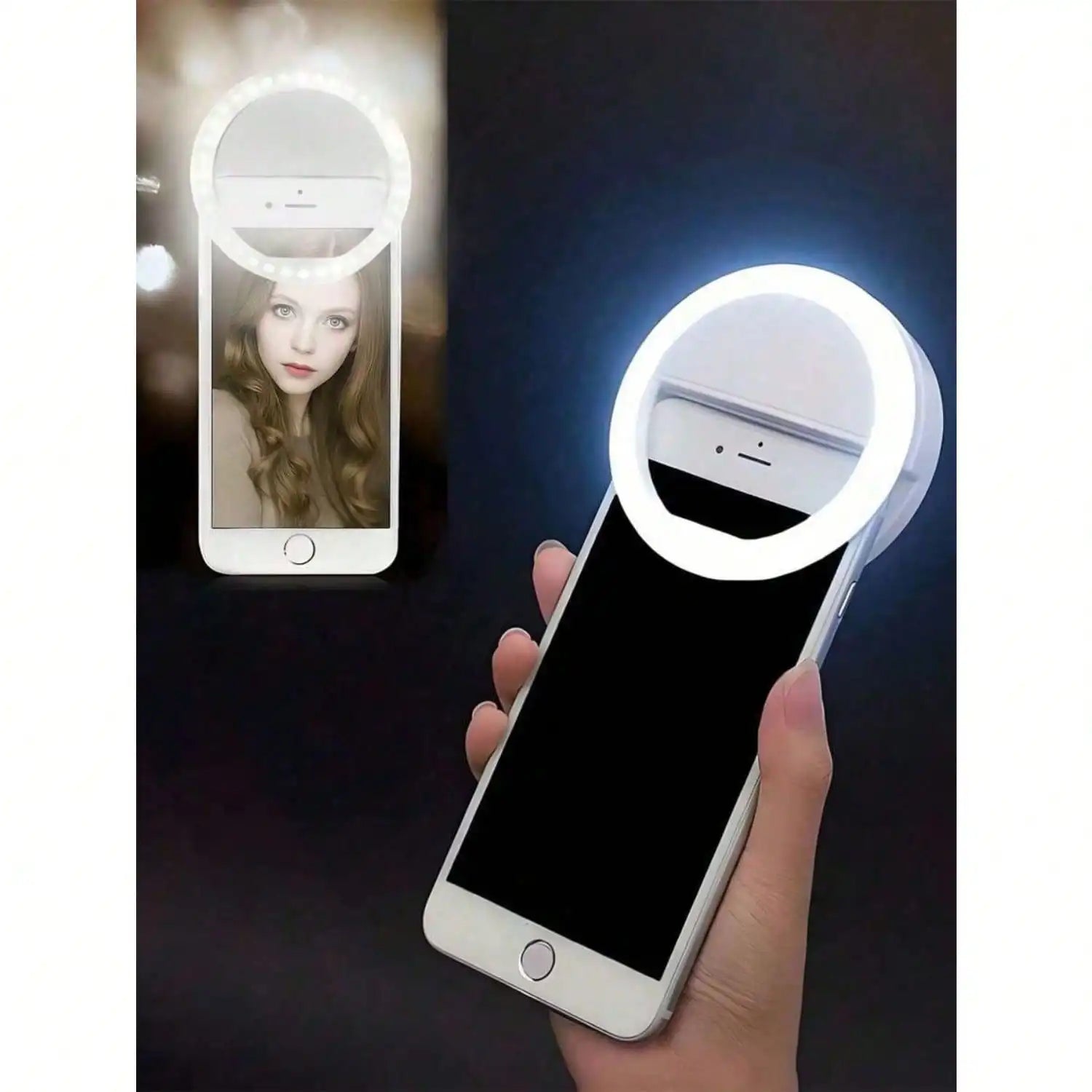 1pc Portable LED Selfie Light, USB Rechargeable Clip-On Ring Lamp With Adjustable 3-Level Brightness, Compact Travel Gadget