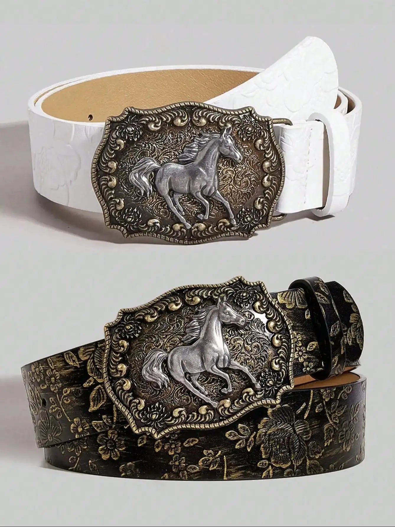 Two pieces of western style Niu Touma buckle embossed belt
