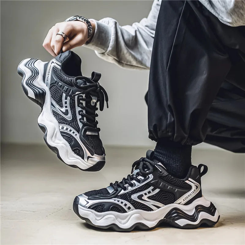 Chunky sneakers four seasons breathable lightweight racing running soft sole comfort non slip fashion student speed sports shoes