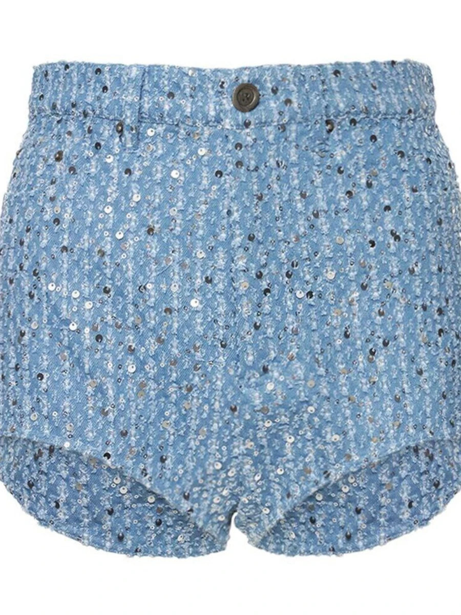 TWOTWINSTYLE Slimming Two Piece Set for Women Lapel Long Sleeve Spliced Sequins Jackets High Waist Patchwork Pockets Pant Female