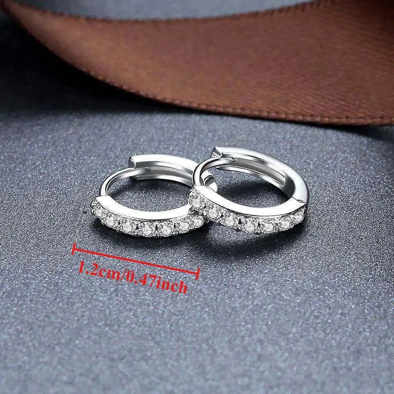 925 Sterling Silver Shining Zircon Earrings for Women Vintage Simple Round Circle Hoop Earrings Designer Party Jewelry...