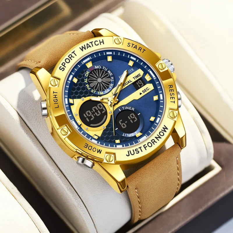 FOXBOX Fashion Military Watches for Men Luxury Original Sports Chronograph Watch Waterproof Quartz Clock Digital WristWatch - Kimlud