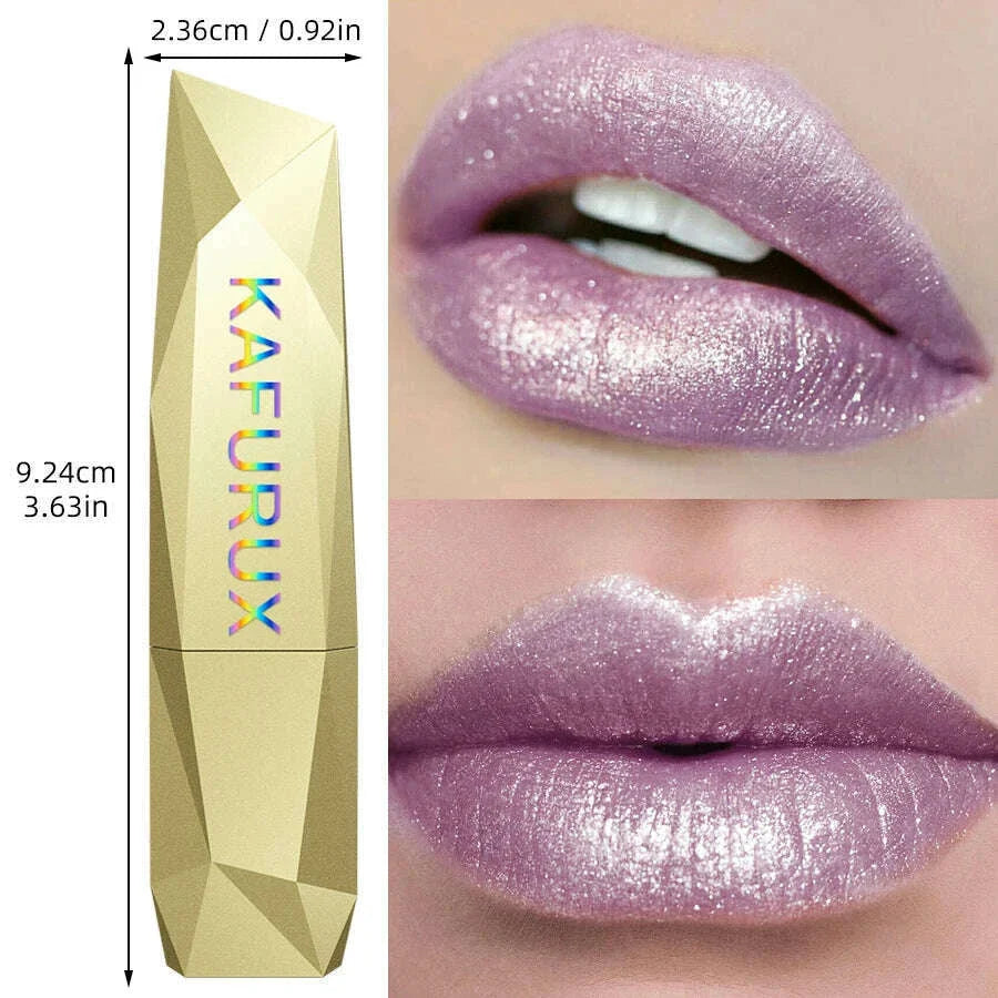 1 PC Glitter Shiny Metallic Lipstick Pearlescent Lip Tint,Long Lasting Lip Matte Lip Makeup Gifts for Women Lip Oil Cosmetic