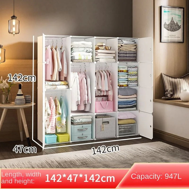New Style Collapsible Bedroom Furniture Assemble Wardrobe Plastic Durable Clothes Cabinets Simplicity Large Space Storage Locker - Kimlud