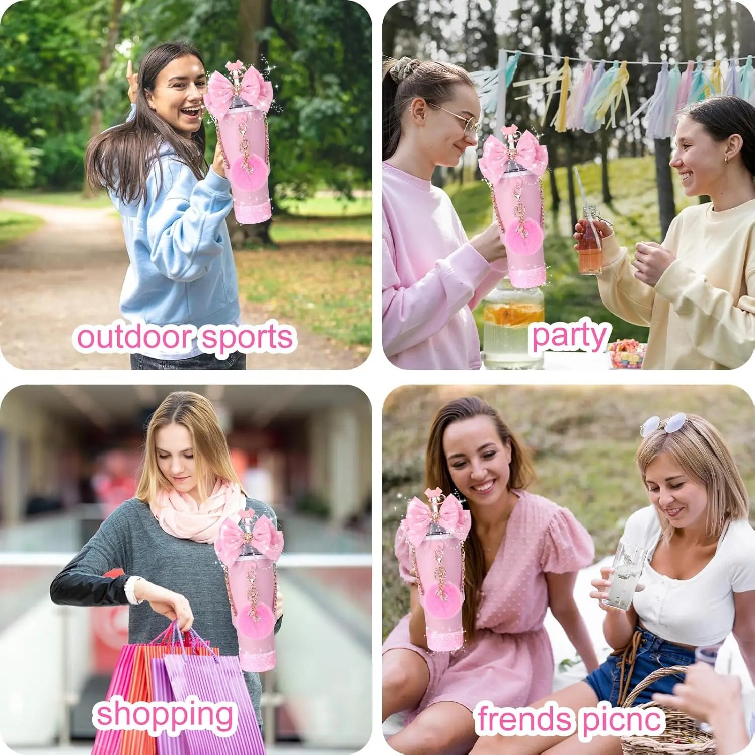 Cup Accessories for Stanley 30oz 40oz Tumbler Straw Topper Cover Water Bottle Handle Strap Cup Boot Bow Decorate Charm Chain