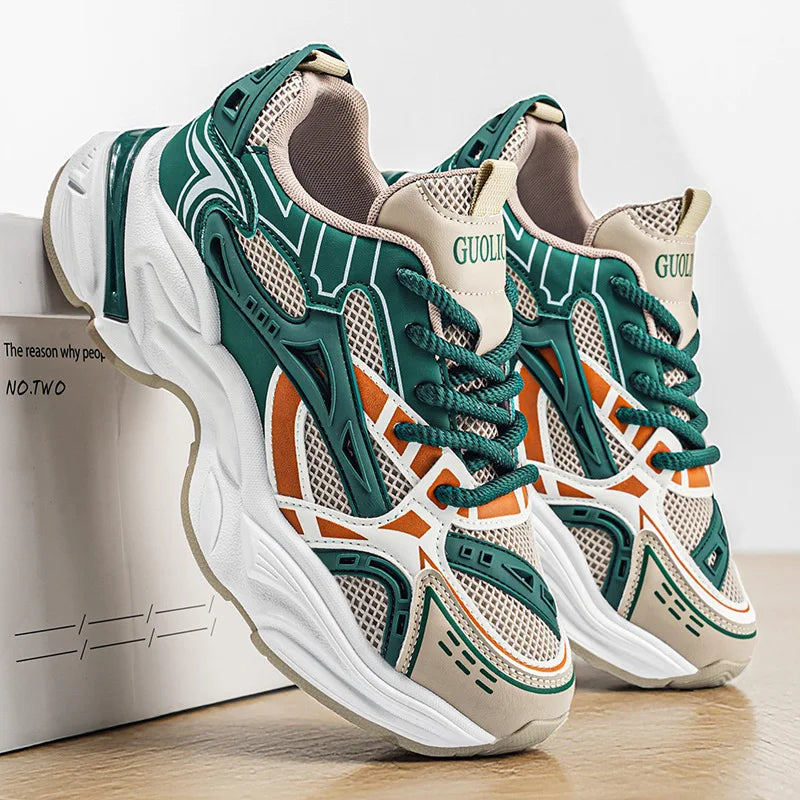 Men's Spring and Summer New Mesh Breathable Versatile Casual Sports Fashion Fried Street Thick-soled Heightening Dad Shoes