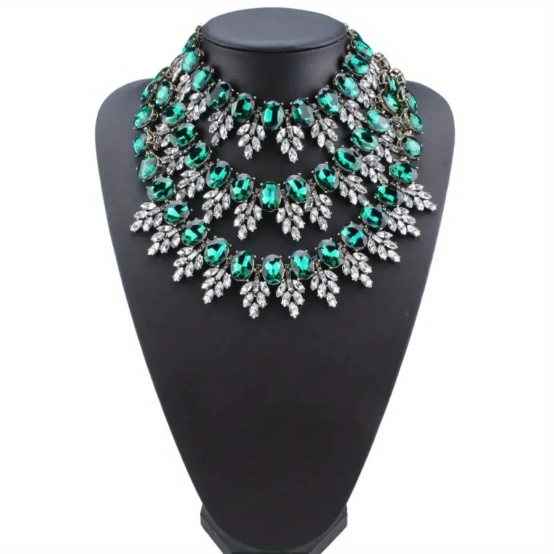 Dvacaman Statement Luxury Bib Rhinestone Choke Necklace for Women,Wedding Party Jewelry Accessories