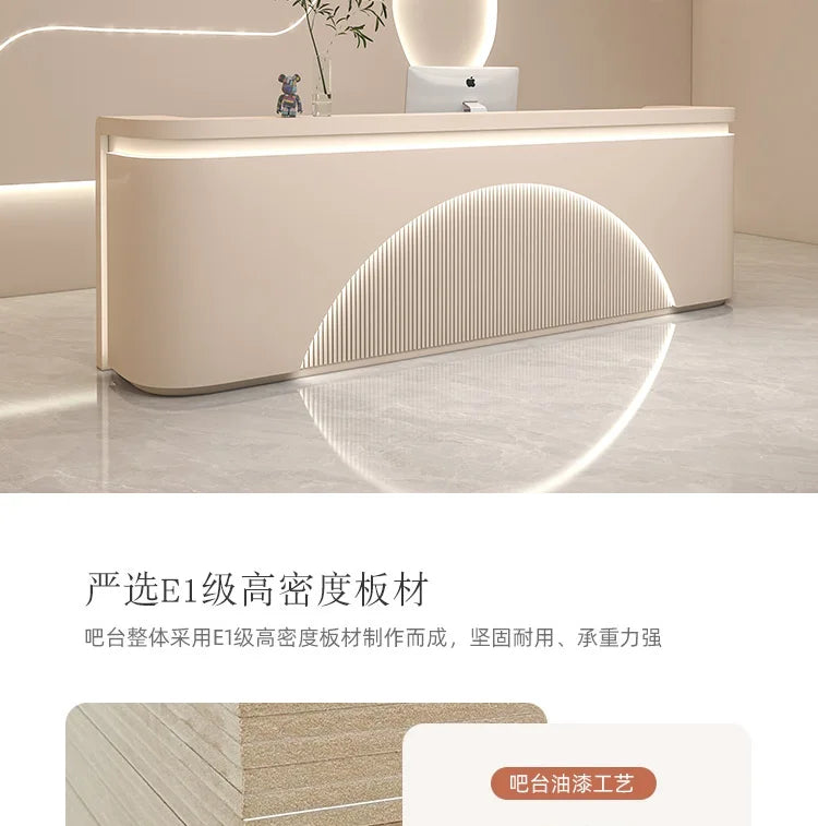 Unique White Reception Desks Organizers Display Drawer Led Lights Reception Desks Aesthetic Modern Bureau Commercial Furniture - Kimlud