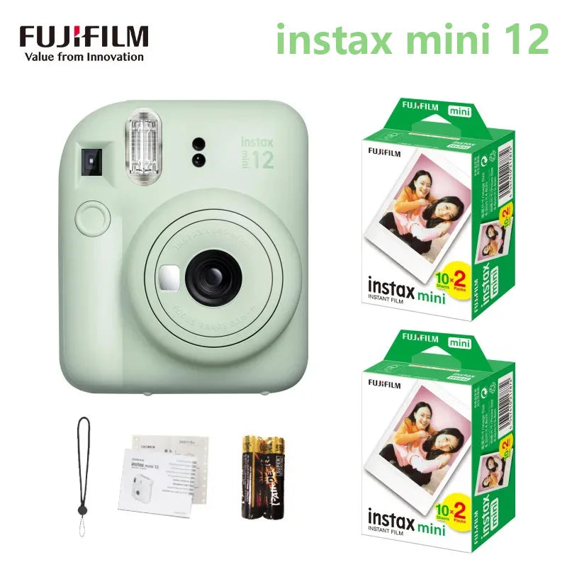 Genuine Fujifilm Instax Mini 12 Instant Camera With 20 Sheets Mini Film Paper Camera Shoulder Strap Bag Accessories Gift Suit - Kimlud