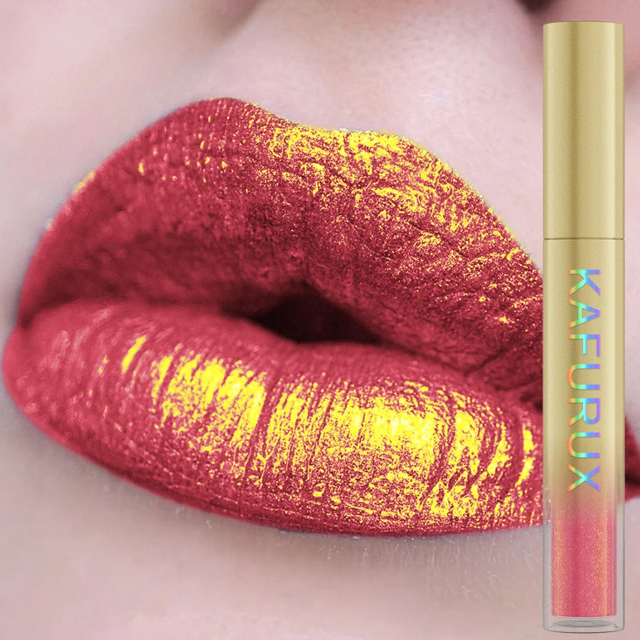 14 Colors Bold Intense Glitter Metallic Lip Gloss Pearlescent Lip Tint,Long Lasting Liquid Lipstick Makeup Gifts for Women Red
