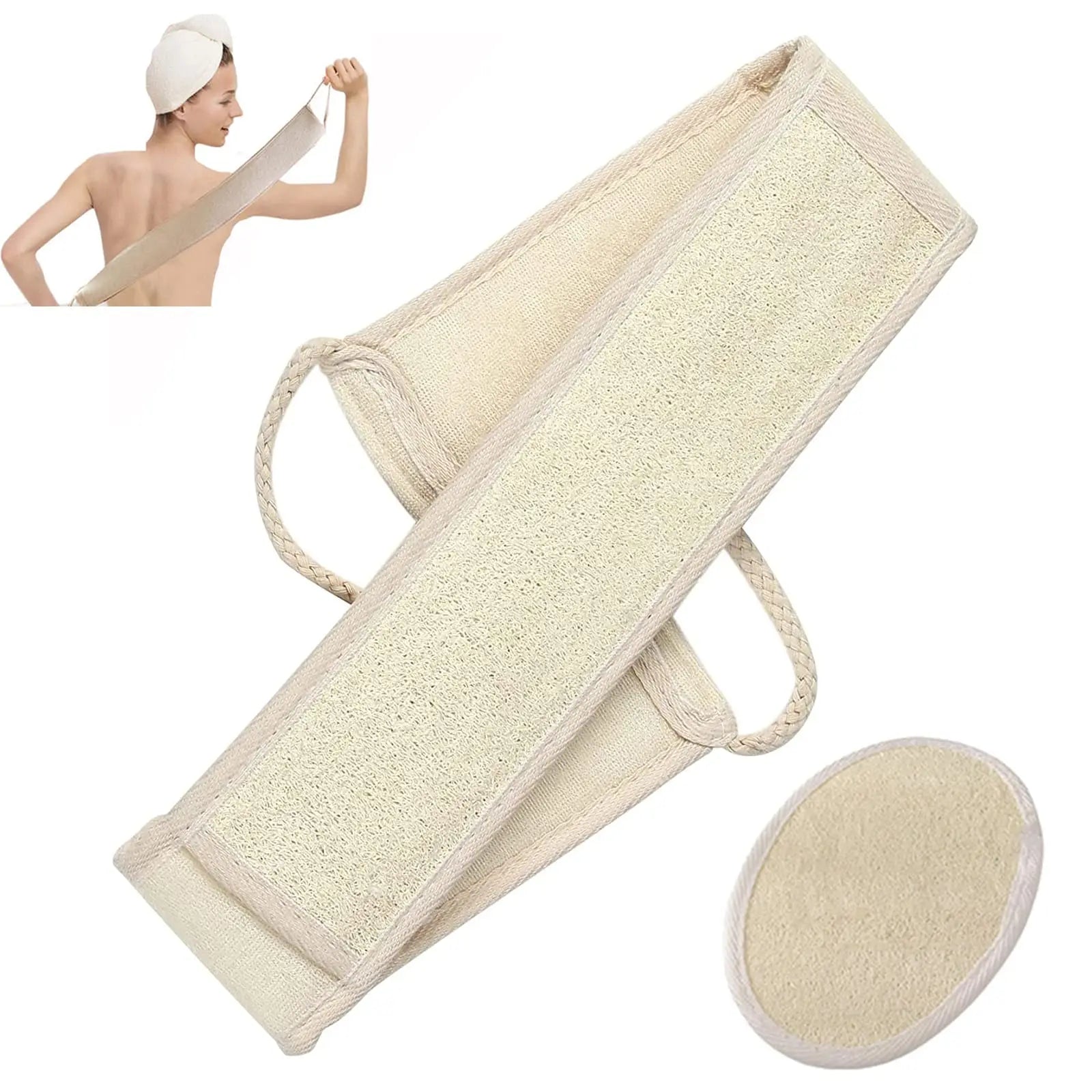 Bath Sponge Natural Exfoliating Loofah Sponge Scrubber Body Backwash Belt Back Exfoliator Strap Bath Accessories