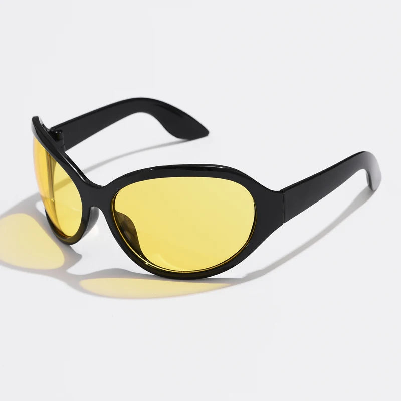 Motorcycle Fashion Brand Y2K Punk Sunglasses Goggle New Women Men Oval Sports Sun Glasses Female Oversized Driving Goggles - Kimlud