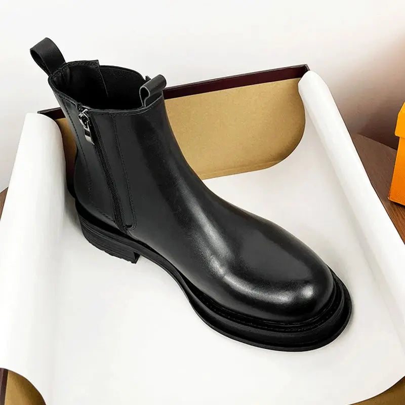 2025 British Men's Tide High Top Round Head Locomotive Premium Sleeve Cigarette Short Chelsea Boots | Kimlud...