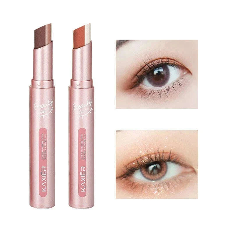 Waterproof Double Color Eye Shadow Stick - Gradient, Sweat-proof, and Smudge-proof Makeup Tool for Easy and Long-lasting