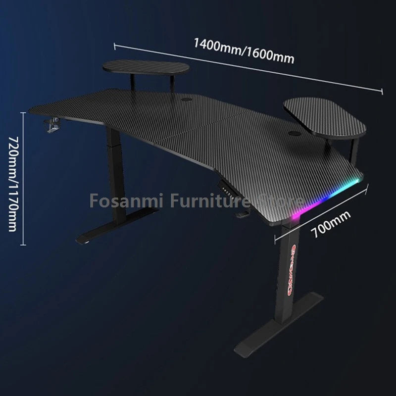 Ergonomic Motorized Computer Table Height Adjustable Electric Sit-Stand Black Gaming Desks Gamer Standing Desk for Home Office