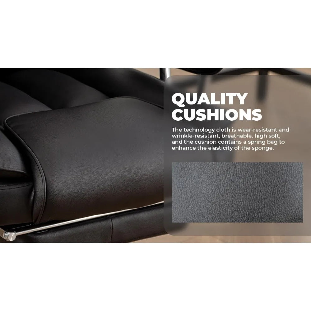 Warmiehomy 500LBS Heavy Duty Office Chair - PU Leather Big and Tall Executive Chair with Footrest, Ergonomic Reclining Computer