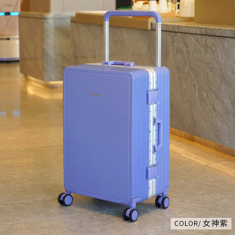 Travel Suitcase Aluminium Frame Wide Trolley Luggage Female Large Capacity Mute Universal Wheel Password Box Carry on...