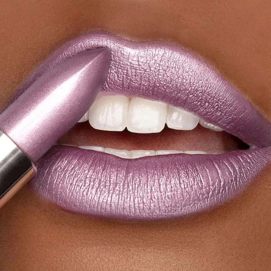 1 PC Glitter Shiny Metallic Lipstick Pearlescent Lip Tint,Long Lasting Lip Matte Lip Makeup Gifts for Women Lip Oil Cosmetic