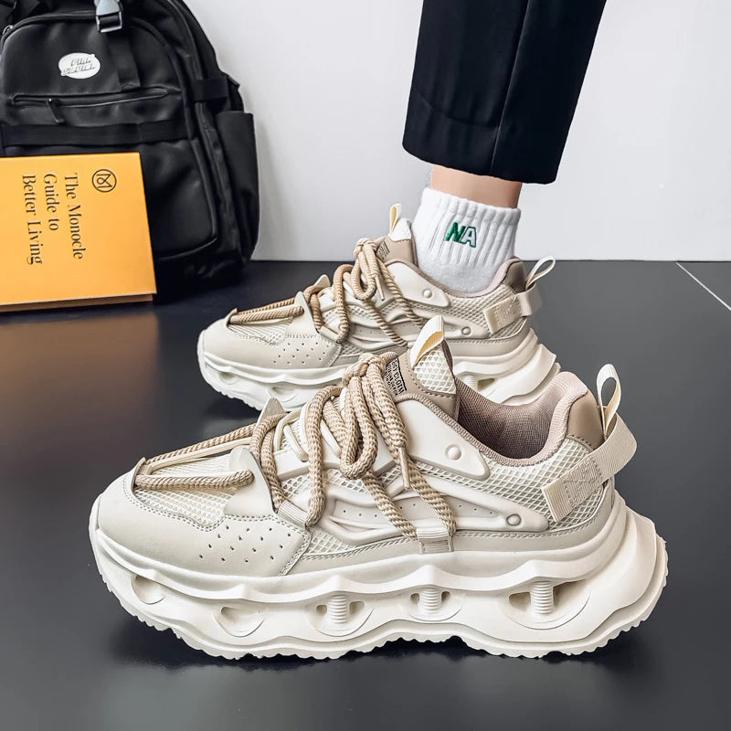 Men's sports shoes four seasons new thick-sole non-slip outdoor casual running shoes student light breathable soft-sole sneakers - Kimlud