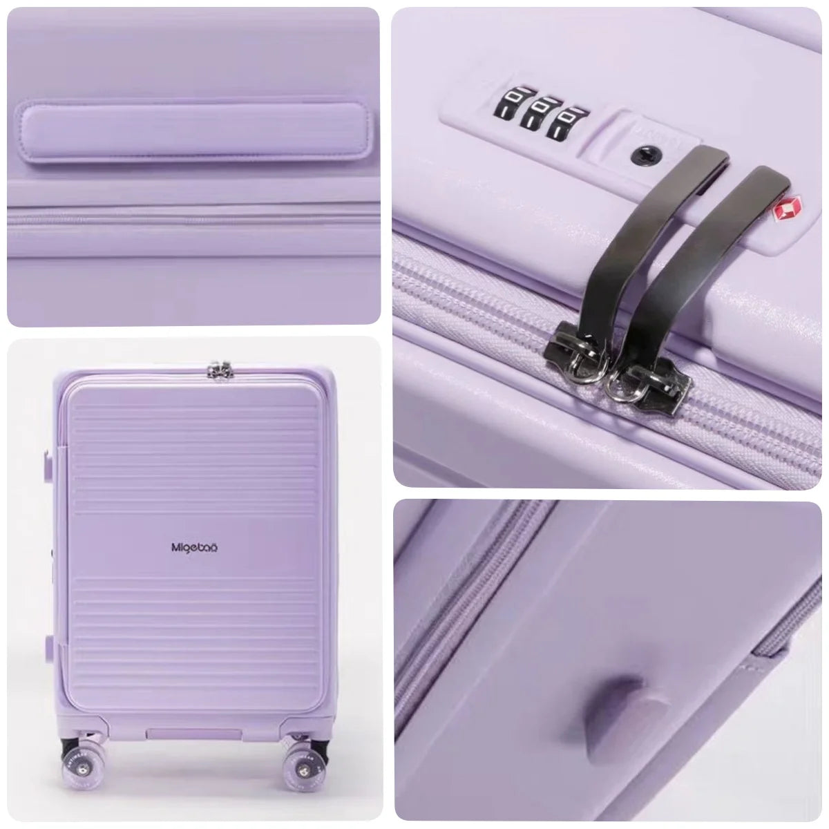 Wide Handle Trolley Suitcase Scalable Large Capacity Case Rolling Luggage Side Opening Pocket Bag With TSA Lock Colorful Wheels
