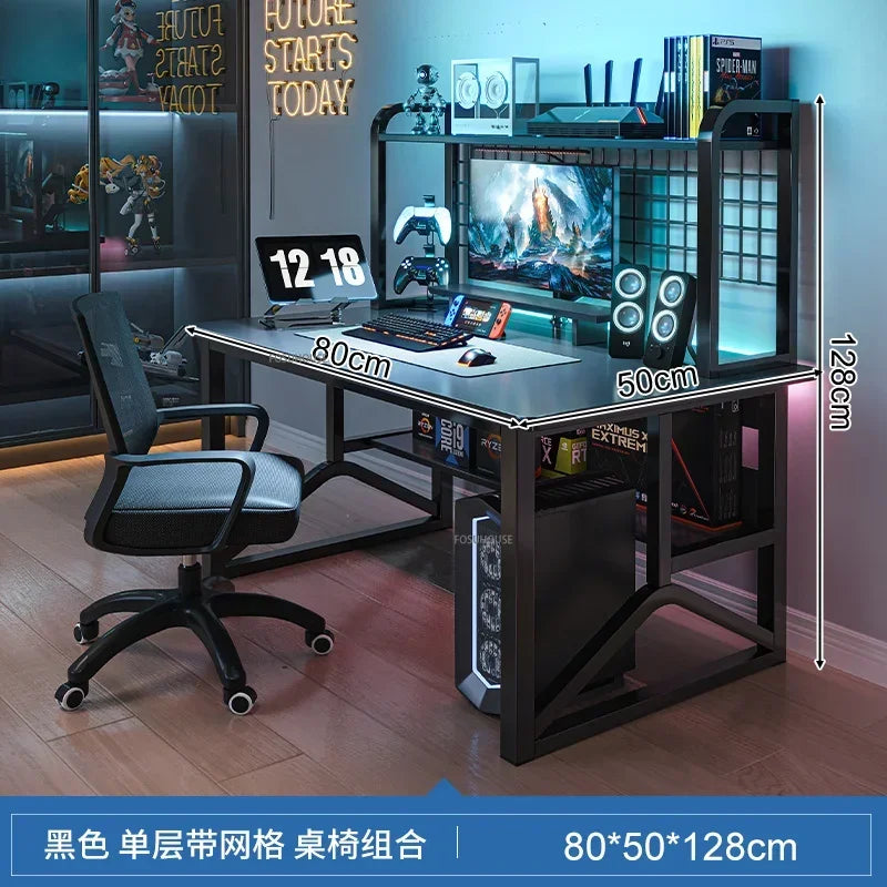 Home Office Table For Pc Gaming Desk Simple Desktop Computer Desks With Bookshelf Furniture Creative Reading Desk Gamer Table X