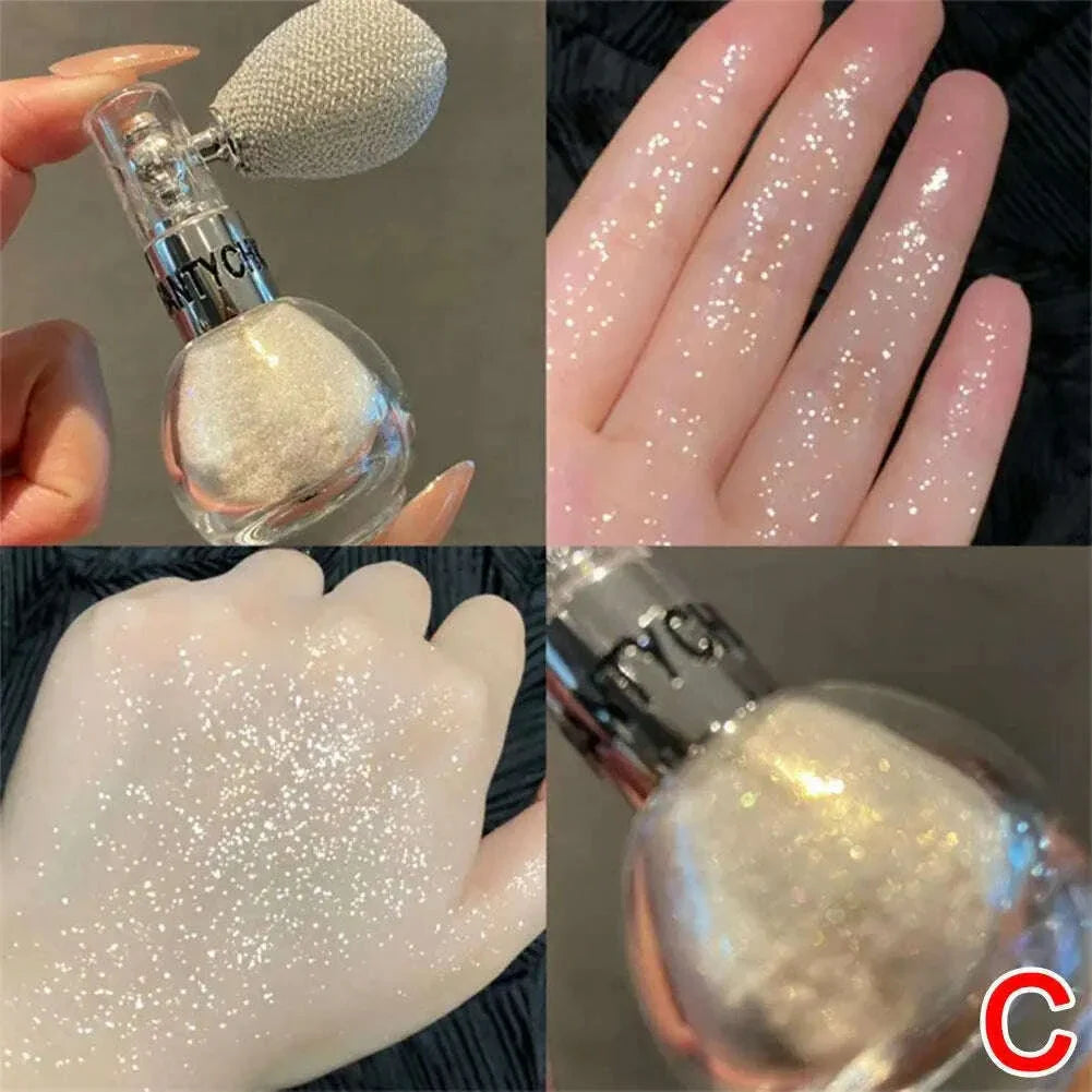 Glitter High Gloss Body Diamond Shimmering Spray Powder Highlight Powder Makeup for Facial and Body Skin Hair Clothes Cosmetics