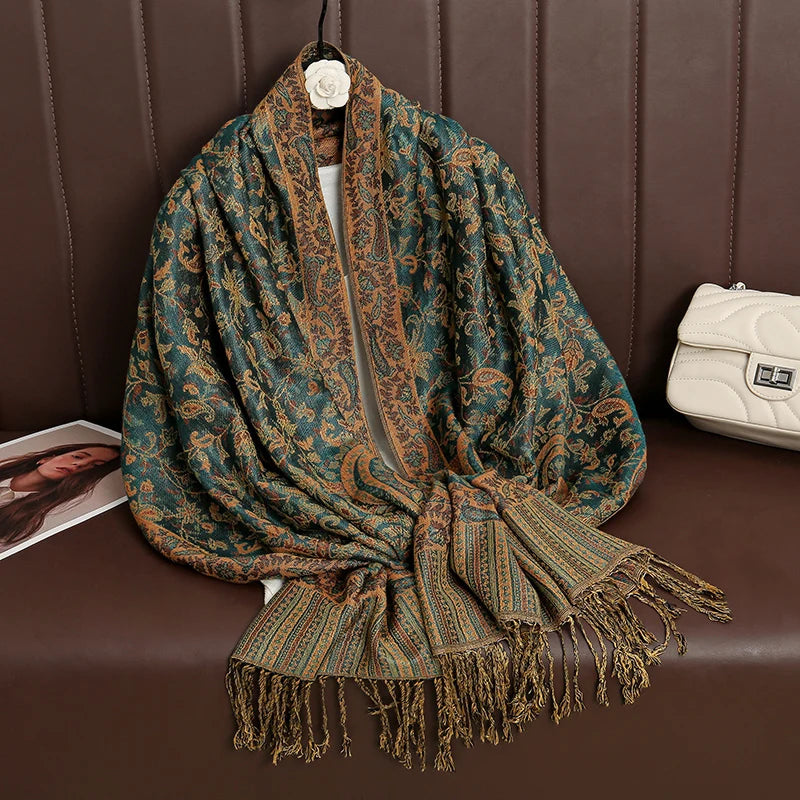 Luxury Brand Autumn Cashmere Pashmina Shawl Lady Wrap Warm Winter Scarves Design Print Female Foulard Cotton Stoles...