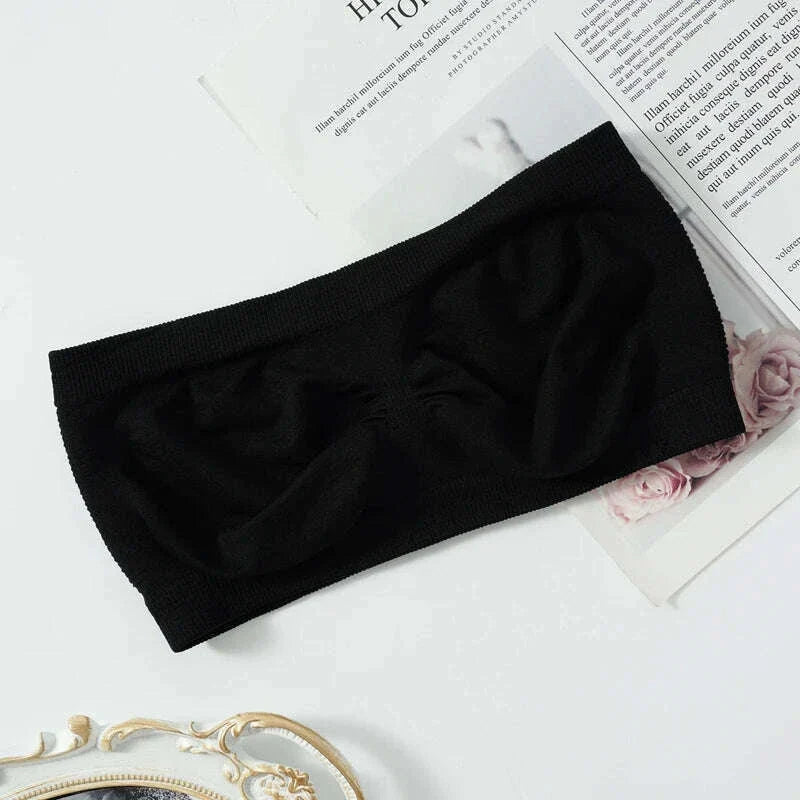 Women's Sexy Strapless Crop Top Summer Breathable Bra Mesh Bandeau Brassiere Invisible Unlined Chest Wraps Lady Tube Tops 