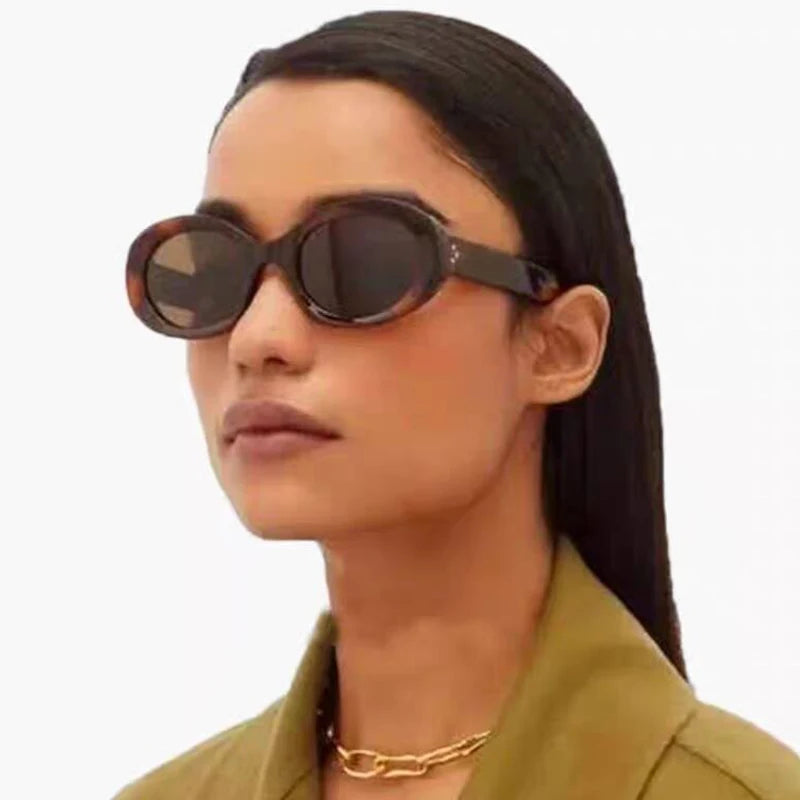 Versatile Fashion Sunglasses New Oval Frame Sun Glasses Retro Small Frame Eyeglasses Y2K Street Photo Glasses Female - Kimlud