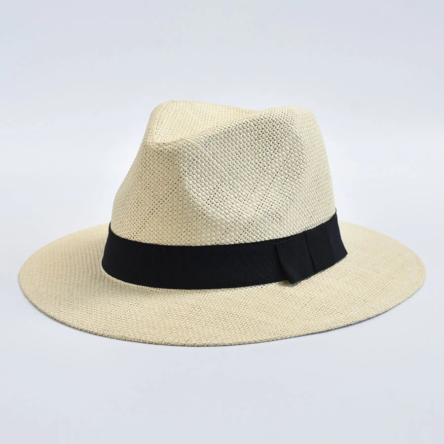 Summer Casual Straw Hats For Women Men Panama Trilby Jazz Hat Outdoor UV Protection Beach Hat Bonnet