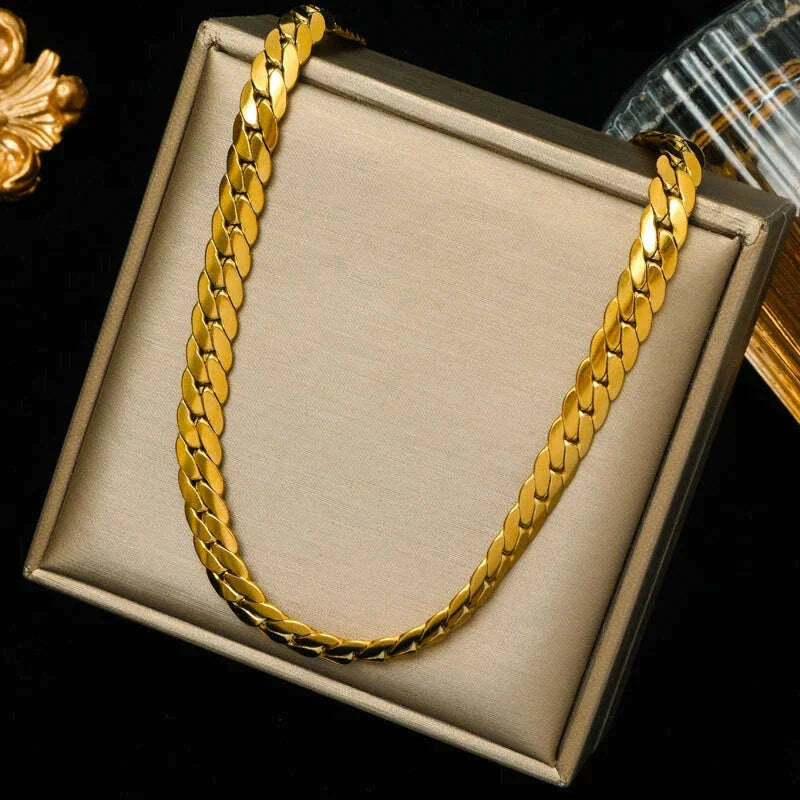 EILIECK 316L Stainless Steel Metal Chain Necklace For Women Fashion 18K Gold Plated Neck Chain Waterproof Jewelry Lady Gift