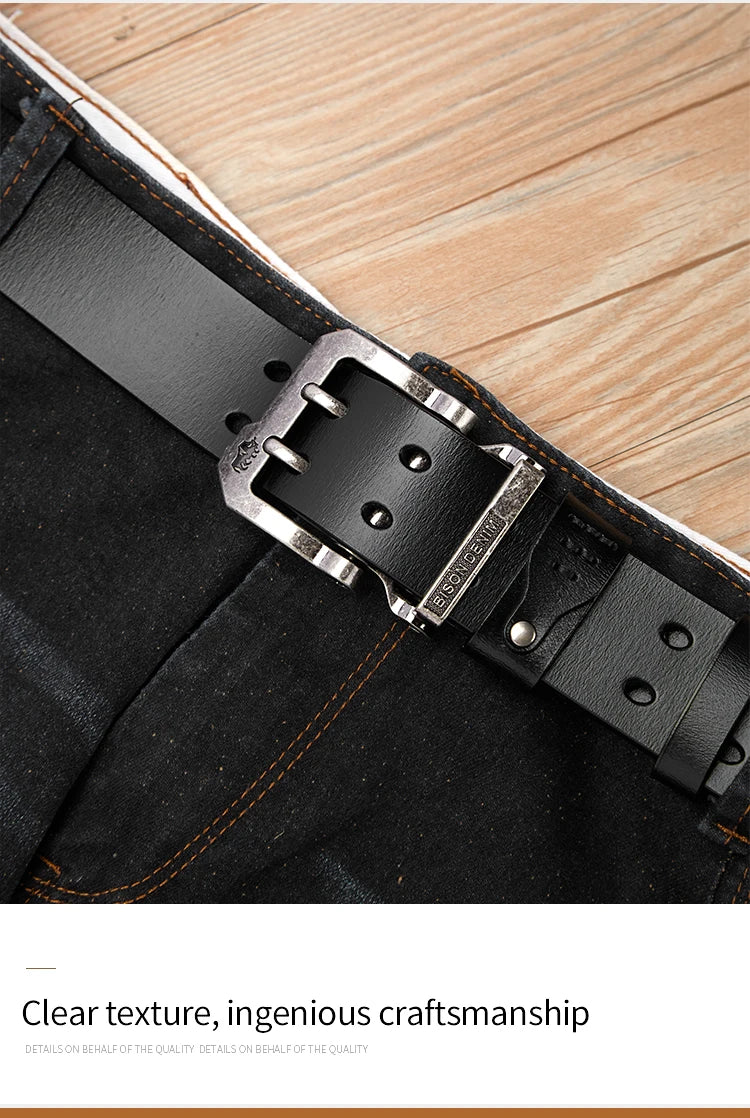 BISON DENIM Men Belt High Quality Leather Belt For Men Genuine Leather Strap Luxury Pin Buckle Fancy Vintage Jeans Belt For Men - Kimlud